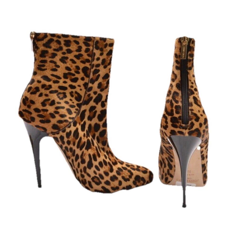 Jimmy Choo boots 39.5 9 leopard poney hair ankle Brinly